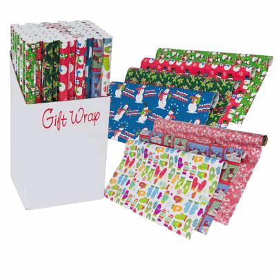 GIFT WRAP,30 SQFT XMAS 6 ASST