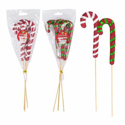 Two packages of candy cane sticks with one showing a single candy cane stick on a white background.