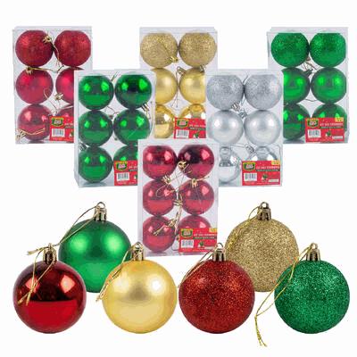 BALL ORNAMENT,6pc 2.3" SHINY/M