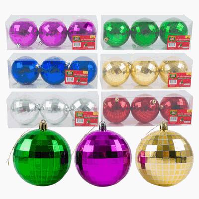 BALL ORNAMENT,3pc 3"SHINY DISC