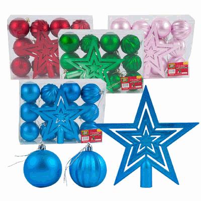BALL ORNAMENT SET,13pc w/TREET