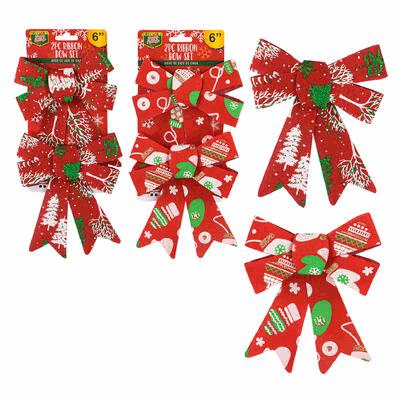 RIBBON BOW SET,2pc 7"H PRINTED
