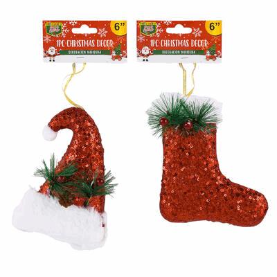 DECOR SET,1pc 6"H SEQUINS SANT