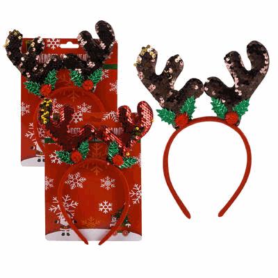 HEADBAND,9"XMAS REINDEER DSGN