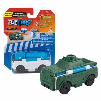 Toy car with packaging on a white background