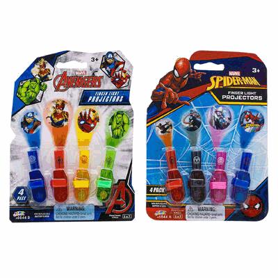 Two packages of Marvel superhero-themed light-up pickets on a white background