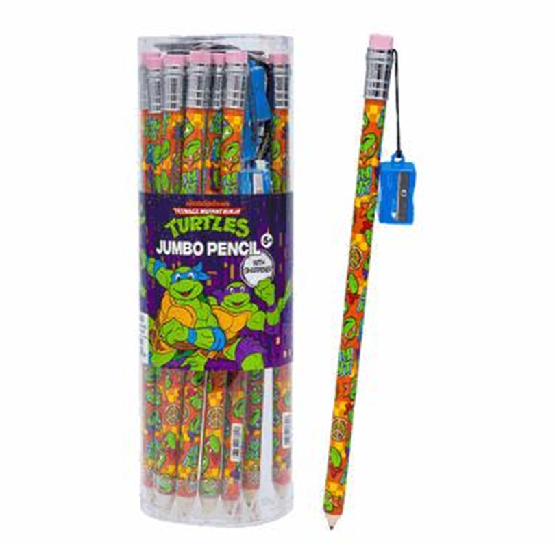 Teenage Mutant Ninja Turtles Jumbo Pencil with Sharpener – Kids Writing Pencil