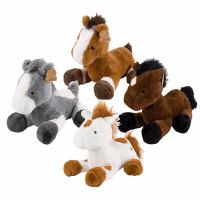 PLUSH,13"H PAINTED PONIES 4ast