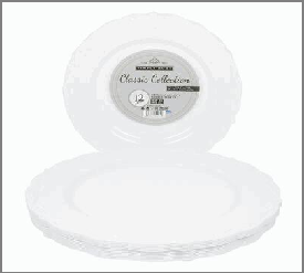 PLATE,12pc 10" PLSTC WHITE