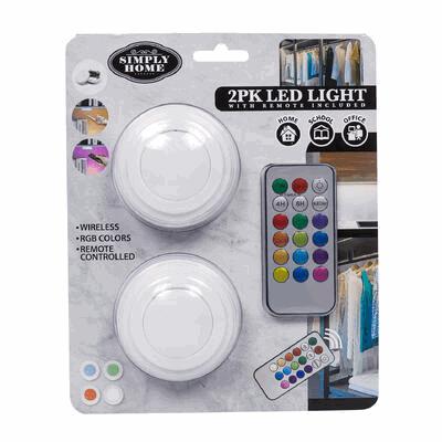 LED PUCK LIGHT,2pk 3"w/RGB REM