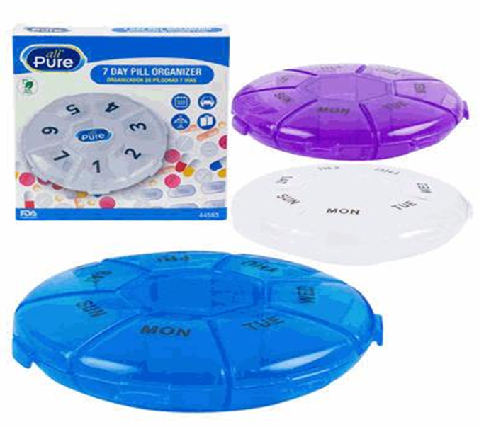 8.7-Inch Weekly Pill Case Organizer – Assorted Colors