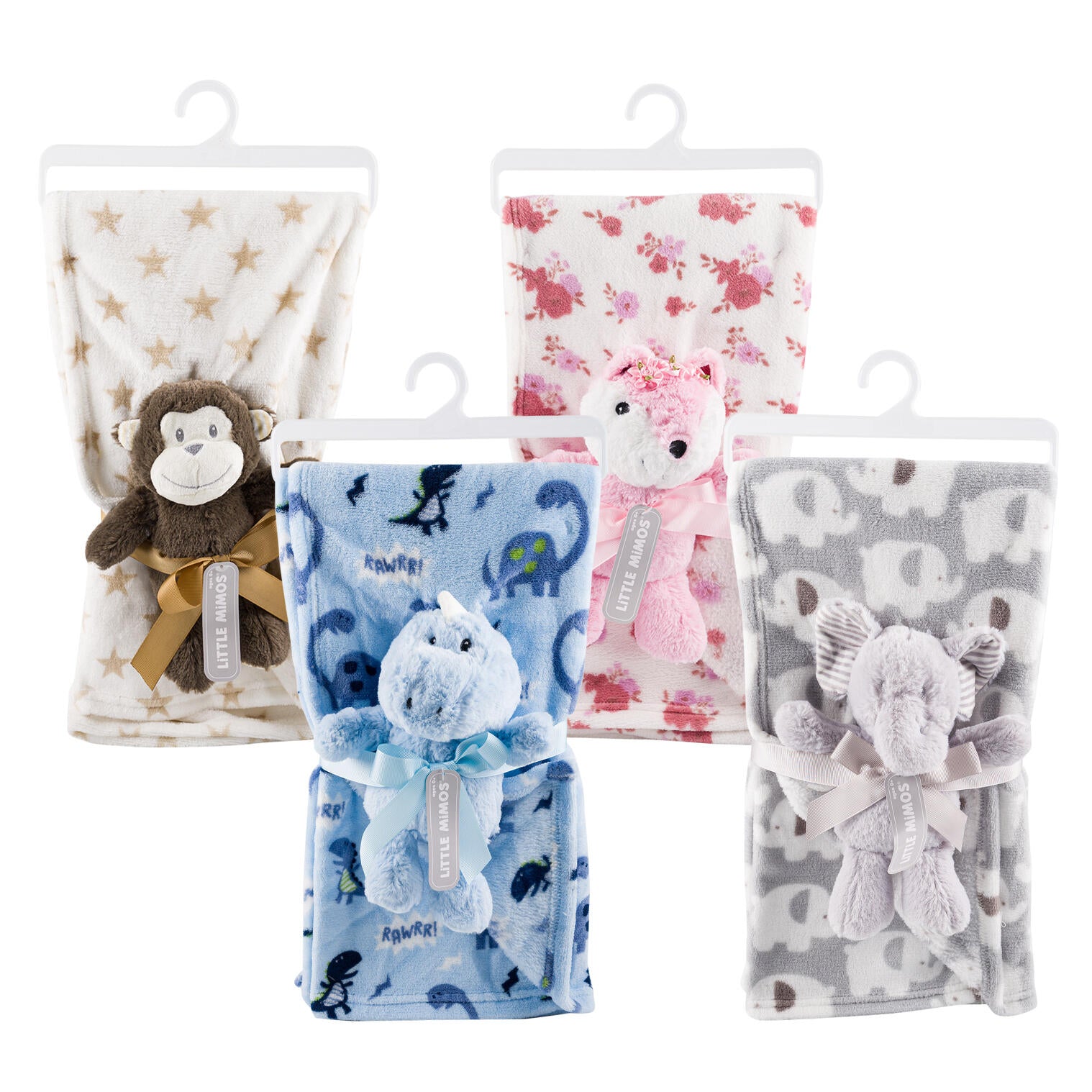 Little Mimos Baby Blanket Set with Plush - Assorted