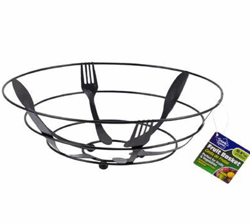 10.8" Round Metal Fruit Basket – Decorative Kitchen Bowl