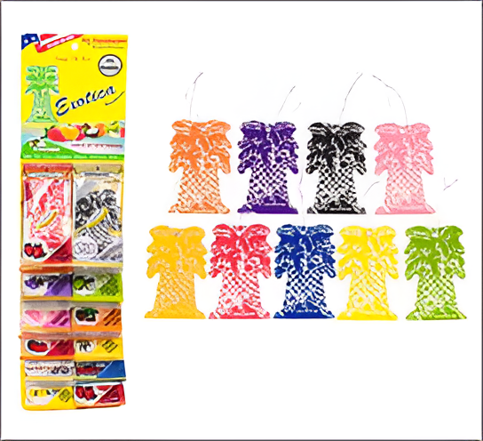 Colorful fishing lures with packaging labeled 'Exotica' on a white background