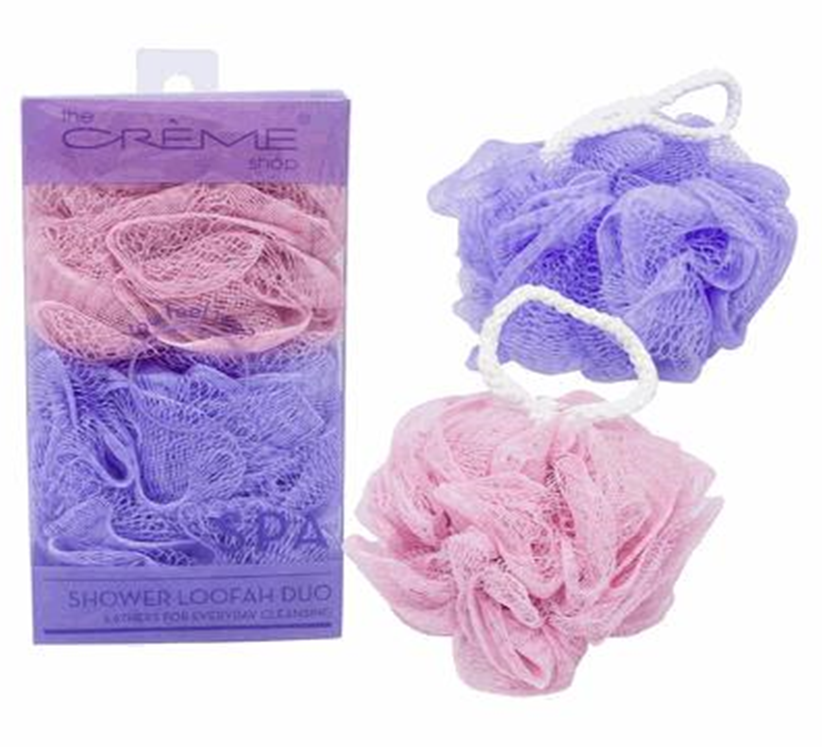 2-Piece Bath Loofah Set – Pink & Purple for Gentle Exfoliation
