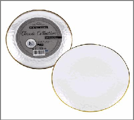 PLATE,10PC, 7"CLEAR W/GOLD RIM