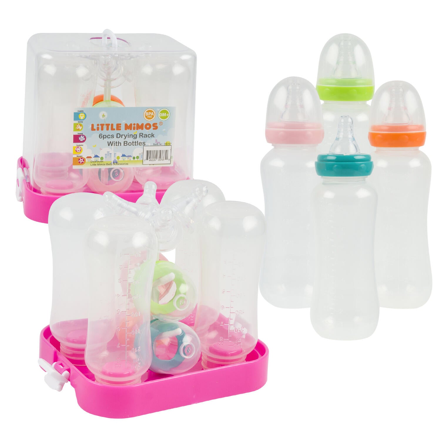4 Little Mimos Baby Bottle Set with Drying Rack