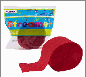 STREAMER,81"x1.75"CREPE RED