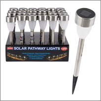 Stainless Steel Silver Solar LED Garden Light – 13.7 Inch