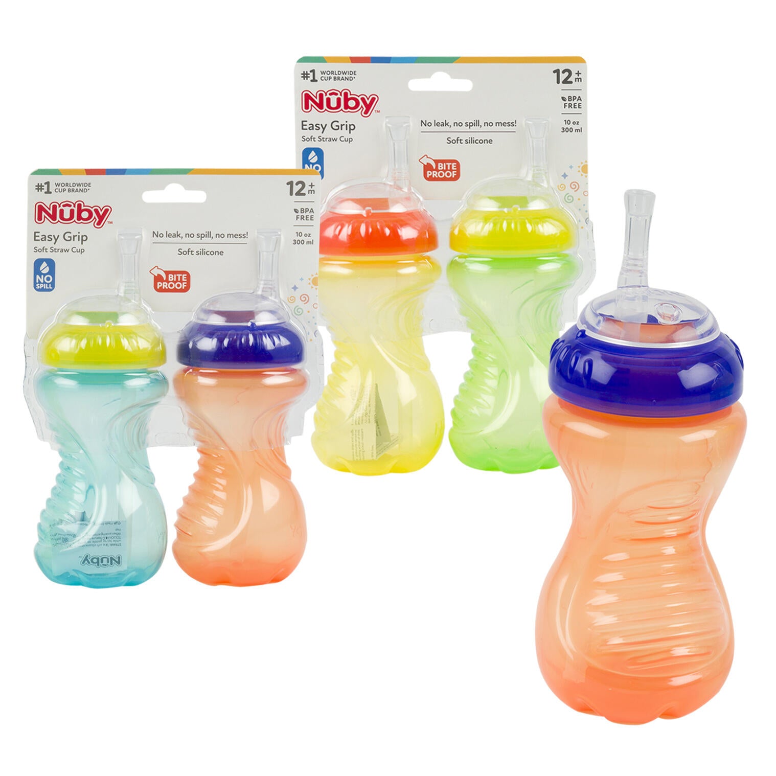 2pk Nuby Gripper Cup W/ Flexible Straw- 10oz