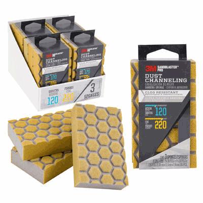 3M Sanding Sponge packaging and sponges on a white background