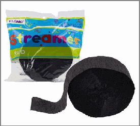 STREAMER,81"x1.75"CREPE BLK