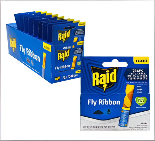 Raid Fly Ribbon 4-Pack – Effective Hanging Fly Trap for Indoor & Outdoor Use