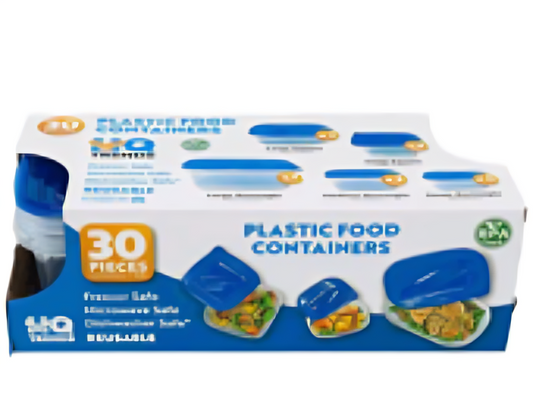 FOOD CONTAINERS W/LID, 30ct AS