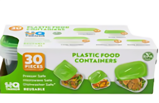 FOOD CONTAINER W/LID, 30ct AST