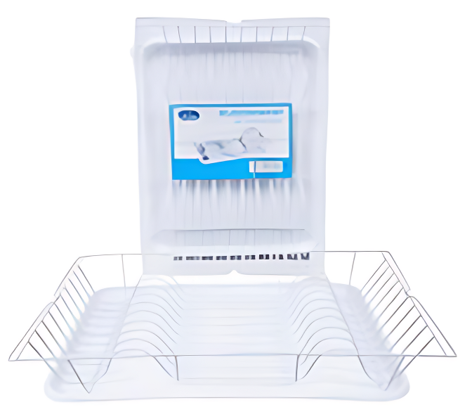DISH DRAINER SET,19"L VINYL WH