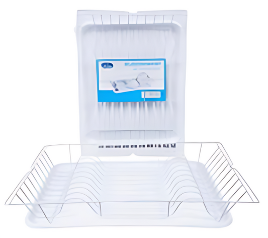 DISH DRAINER SET,19"L VINYL WH