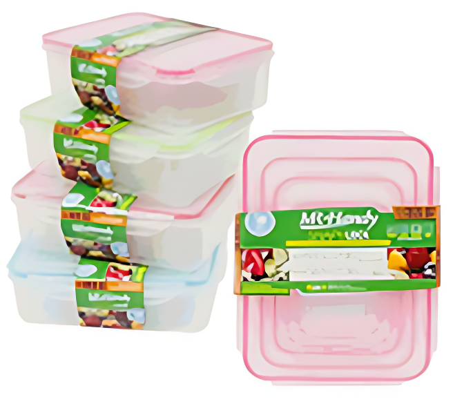 FOOD CONTAINER SET,5pcRECTwLID