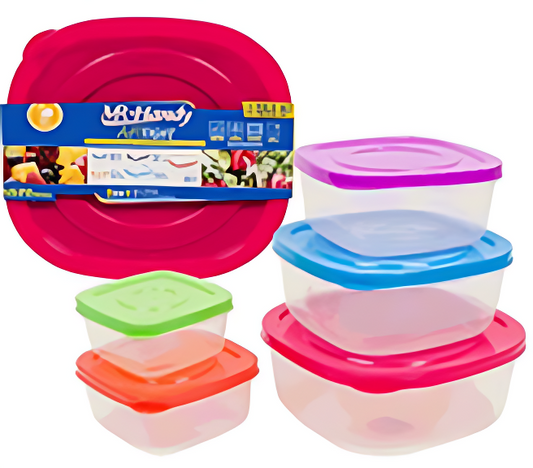 FOOD CONTAINER,SET,5pcSQRw LID