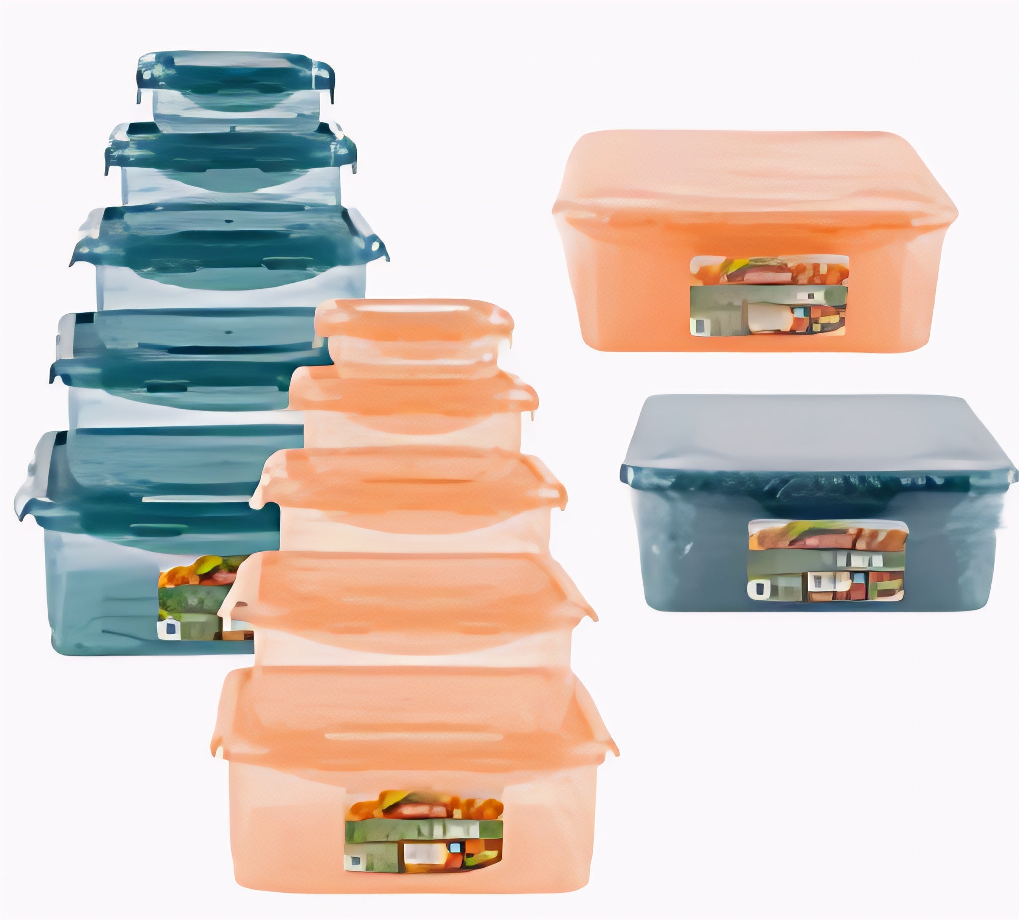 FOOD CONTAINER SET,5pc SQRw/LI