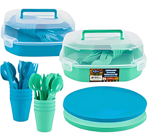 TABLEWARE SET,21pc w/CASE/HNDL