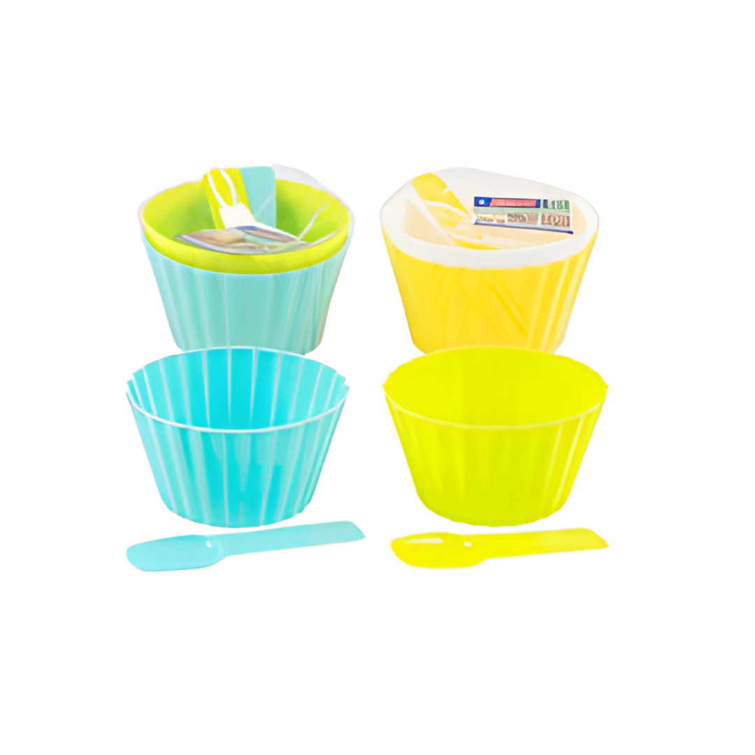 BOWL SET,4pc w/SPOON PLSTC 2AS