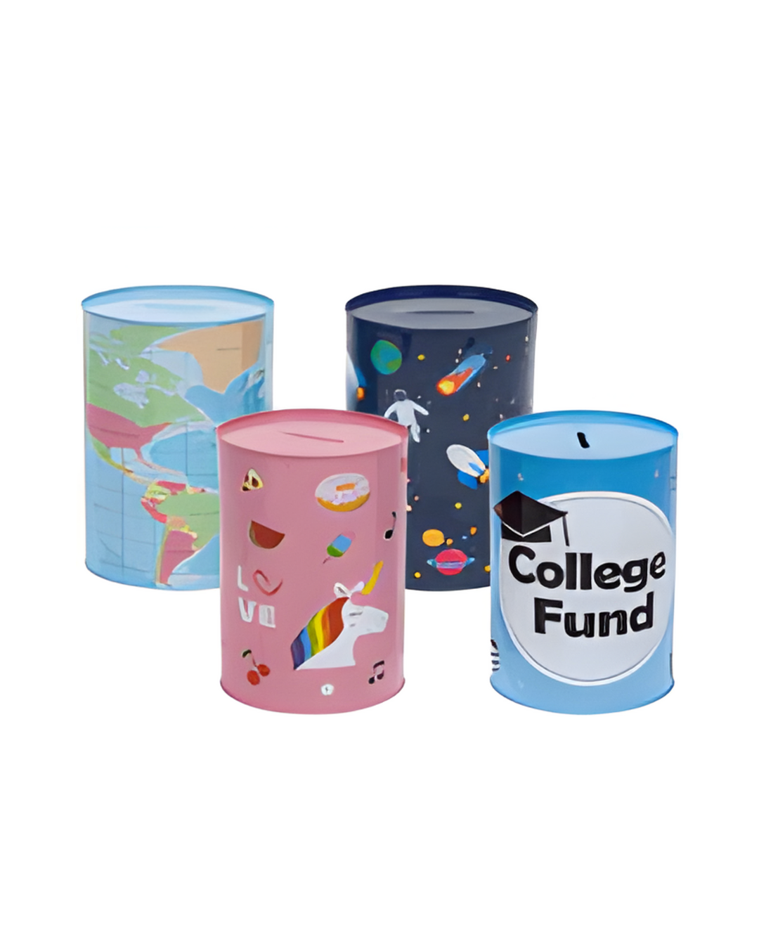 SAVING BANK,6"TIN RND AST DSGN