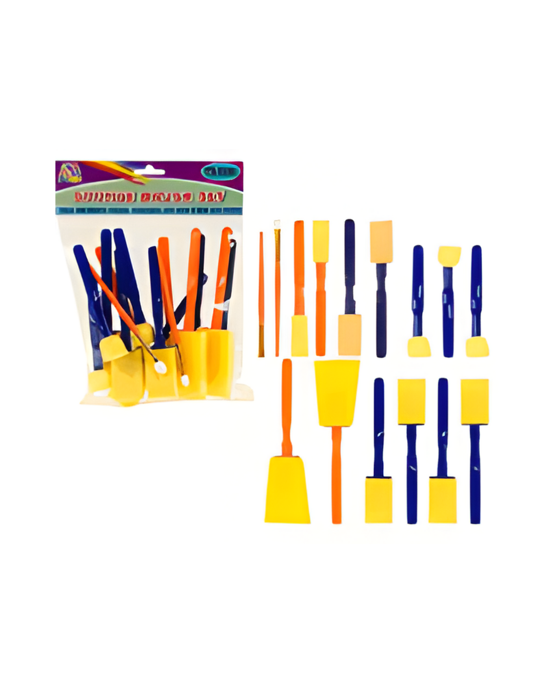 BRUSH SET,15pc SPONGE ASST CLR