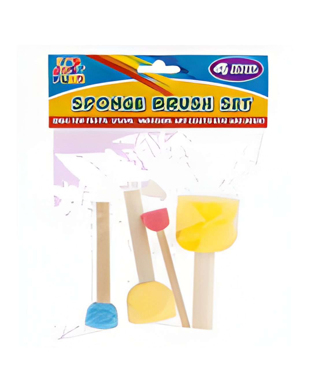 BRUSH SET,4pc SPONGE ASST CLRS
