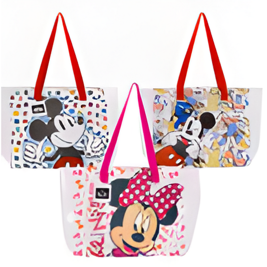 TOTE BAG,14"CLEAR MICKEY&MINNIE MOUSE