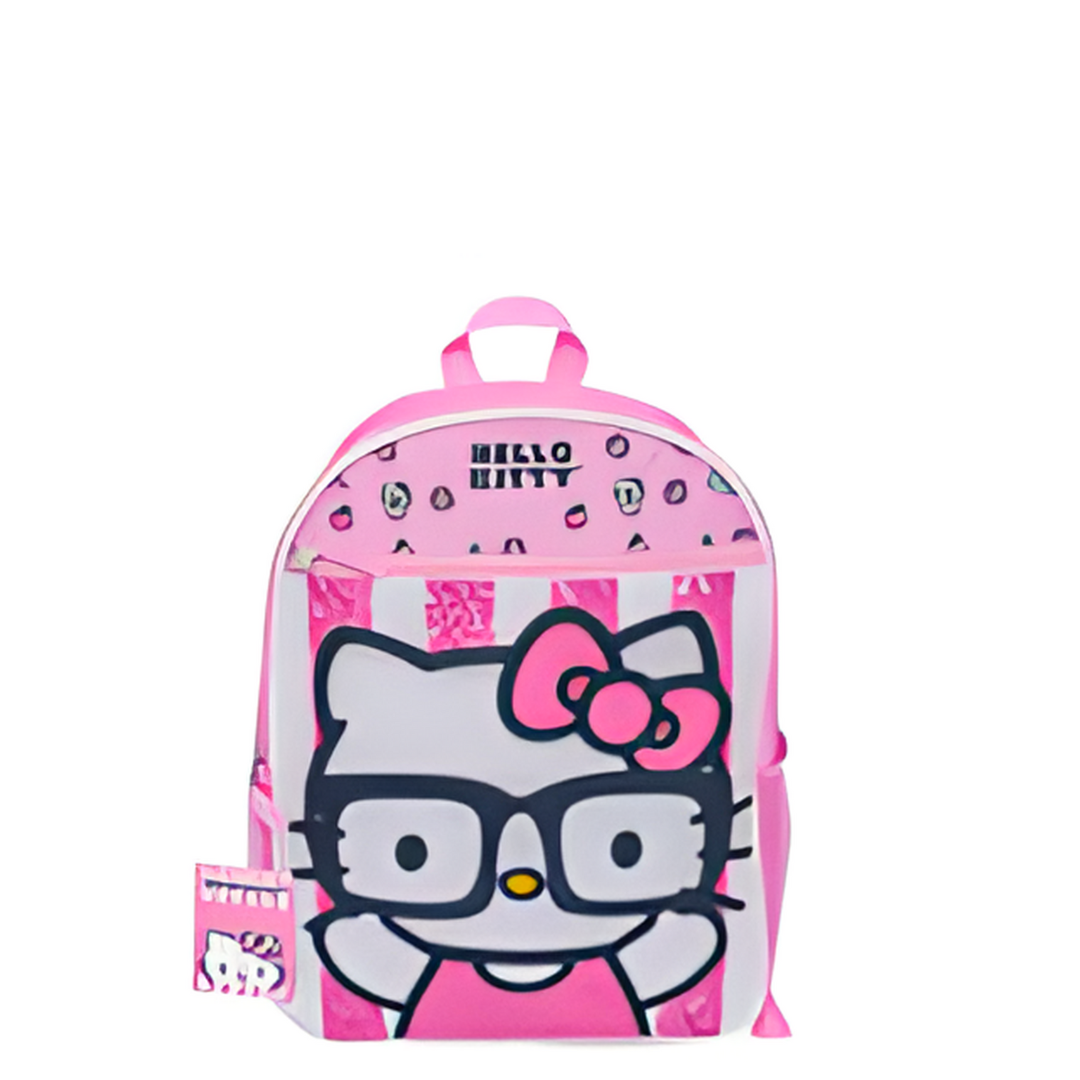 Hello Kitty backpack with pink and white design on a white background