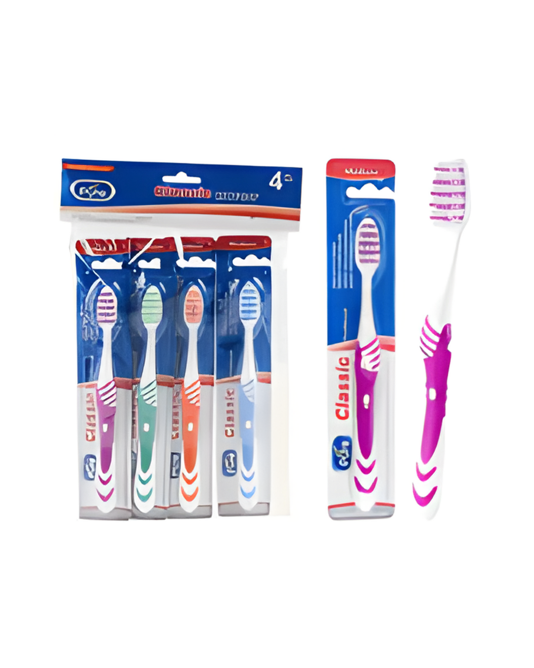 TOOTHBRUSH,4pkTHUMB GRIP AST/P