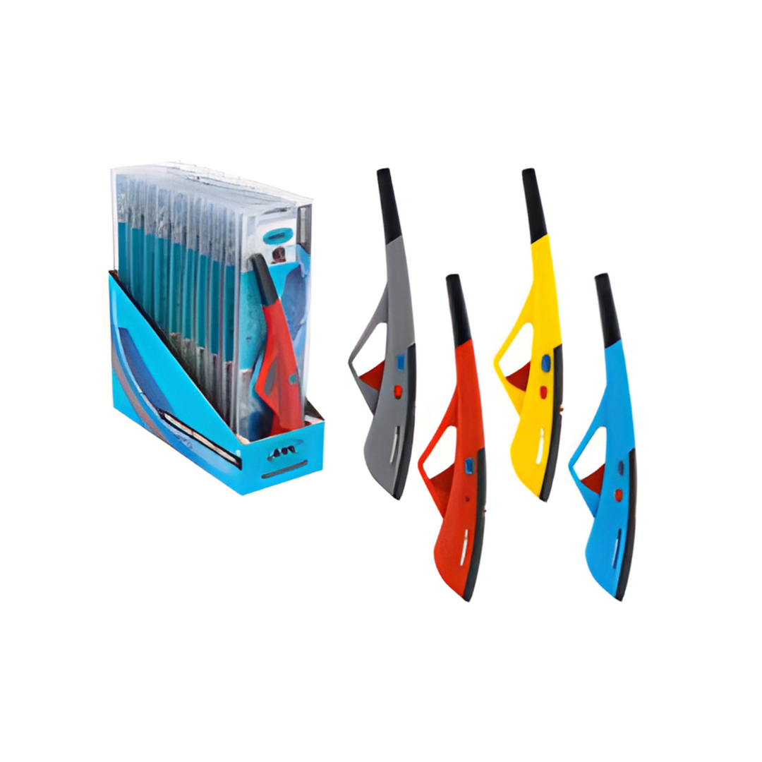 Set of colorful archery bows with a packaging display on a white background