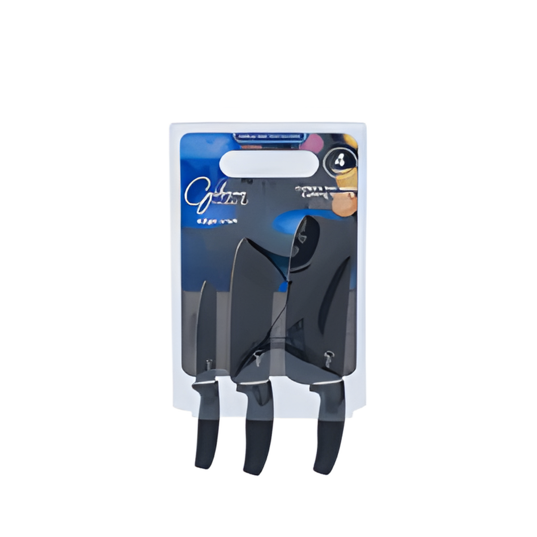 CUTLERY SET,3pc.BLACKw/ GREY C