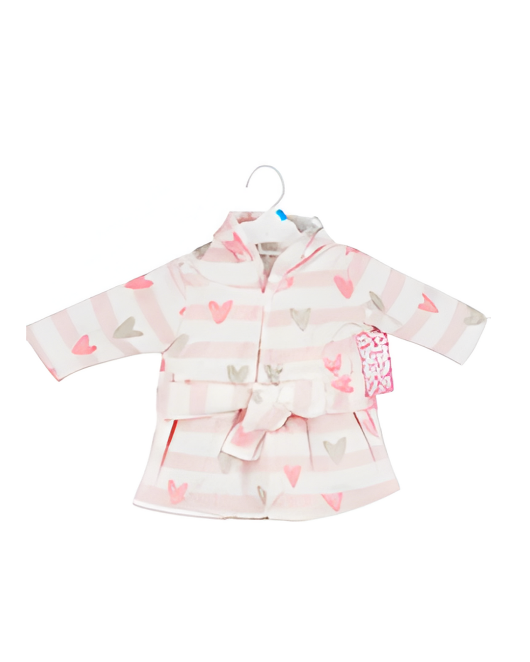 HOODED ROBE,0-9M HEARTS