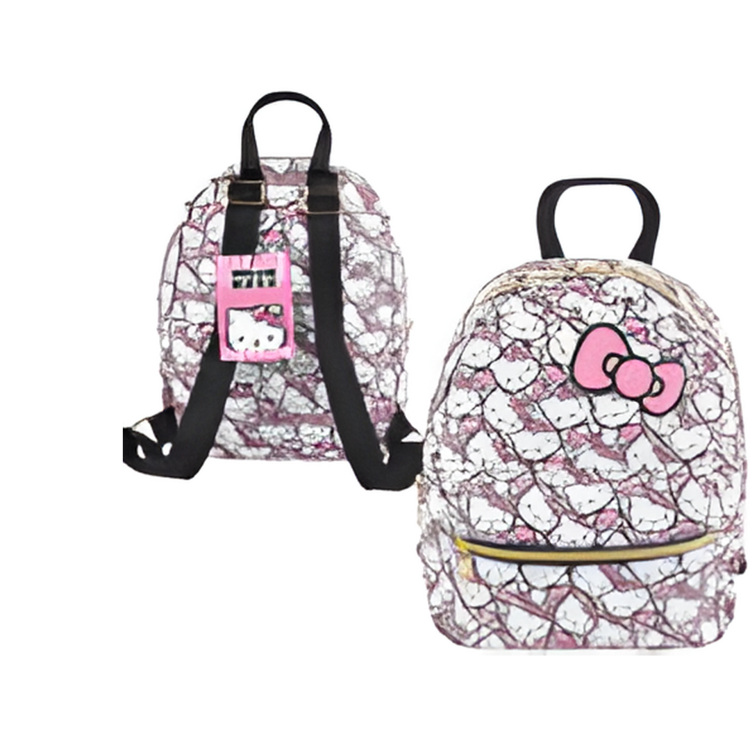 Two backpacks with a Hello Kitty design on a white background