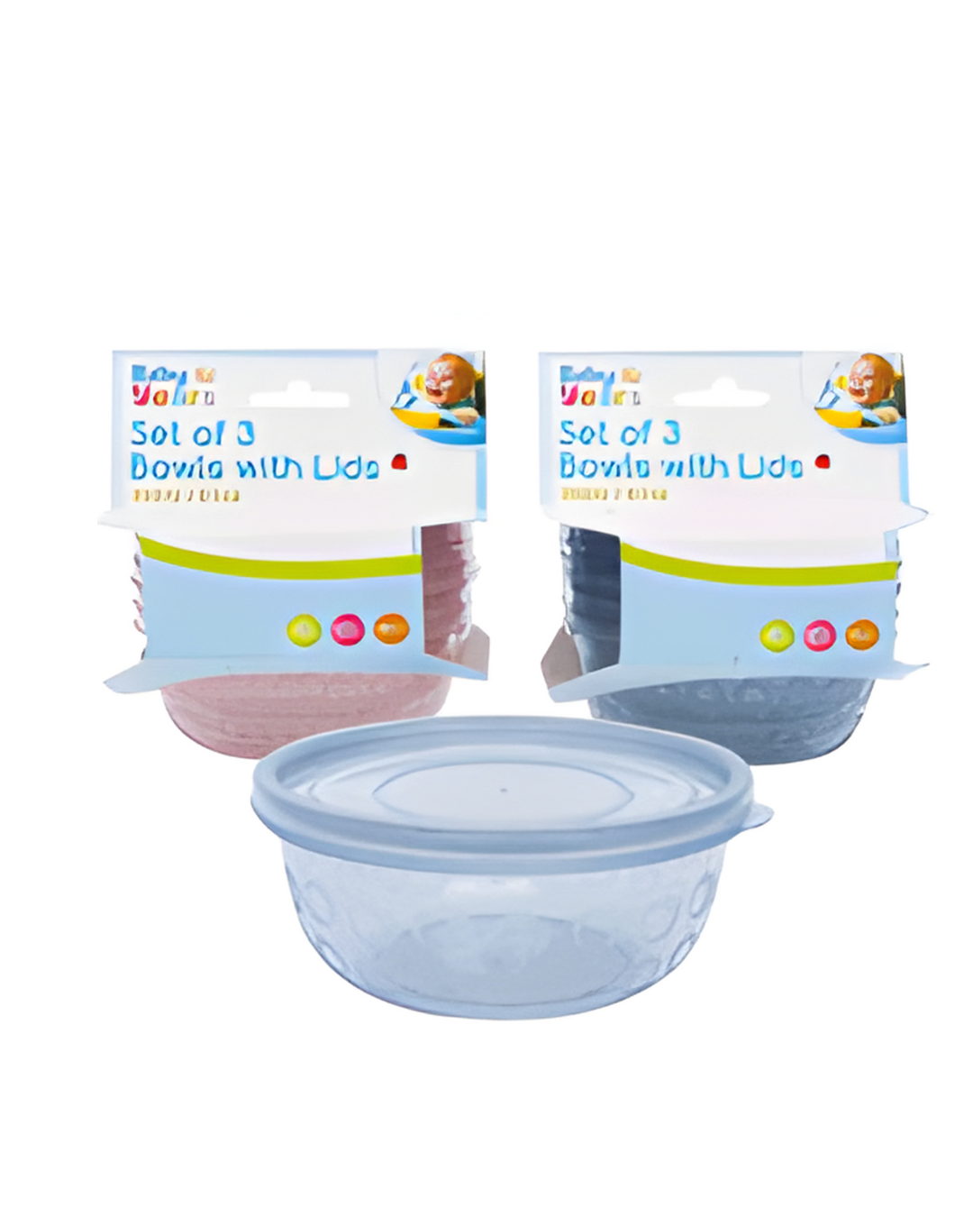 BOWL W/LID 8.5 OZ EACH,3PC SET