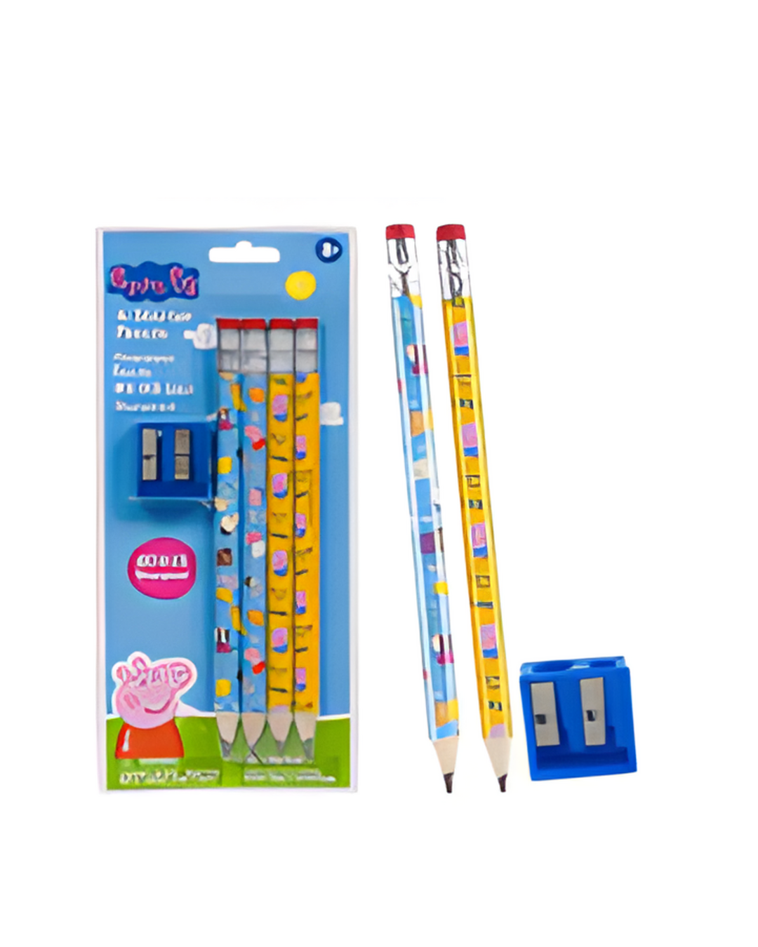 PENCILS,5pc w/SHARPENER PEPPAP
