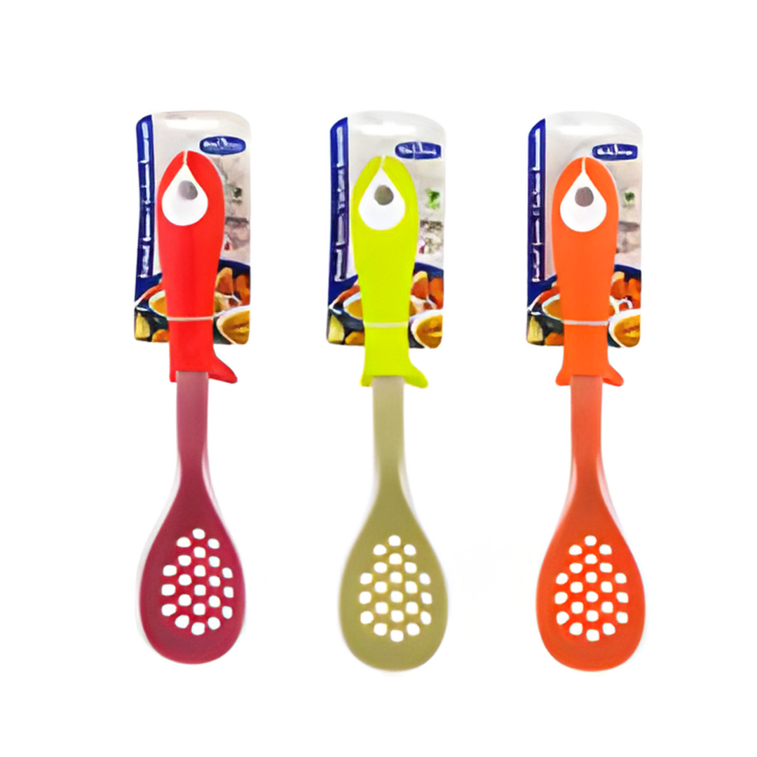 Three colorful kitchen utensils with packaging on a white background