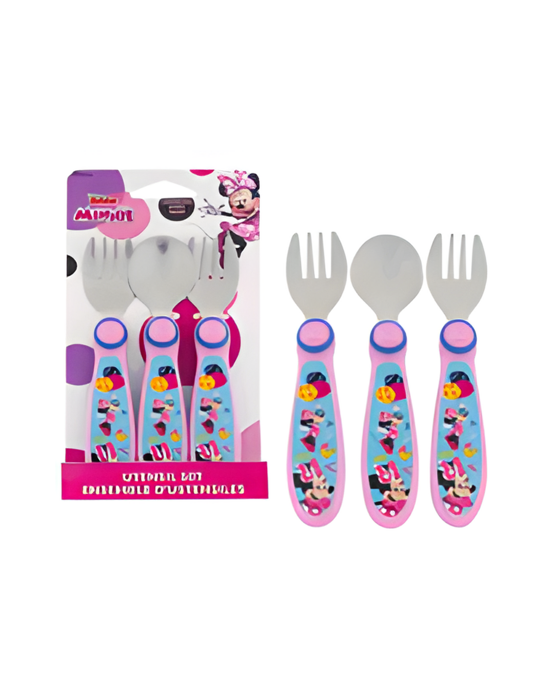 FORK&SPOON SET,3pc 7"MINNIEMOU